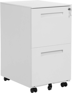 Rollcontainer, mobiler Aktenschrank mit 2 Schubladen, abschließbar, für Bürodokumente, vormontiert, 39 x 50 x 69,5 cm (L x B x H), weiß OFC052W01