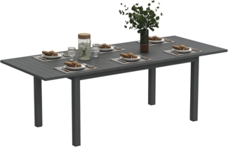 Outsunny Gartentisch 160/220x90 cm, für 6-8 Personen (rutschfest Buffettisch, 1-St, Wetterfest Balkontisch Erweitert), für Garten, Terrasse Balkon Grau