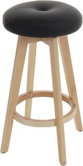 Barhocker Navan, Barstuhl Tresenhocker, Holz Kunstleder drehbar ~ schwarz, helle Beine