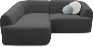 DOMO. collection Ecksofa 100 026, kleine Couch in L-Form, mit Taschenfederkern, organische Form, Sofa, Polsterecke, Eckcouch, Polstergarnitur 216 x 196 x 76 cm (BxTxH), dunkelgrau