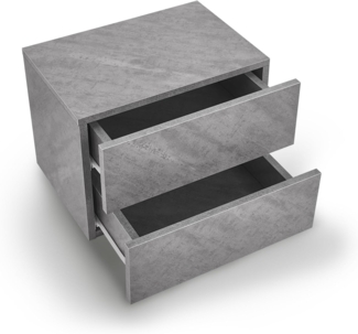 Juskys Wandschrank Nachttisch hängend Holz 40x29x30 cm BTH - mit 2 Schubladen - Wandmontage - Nachtkommode stabil - Nachtschrank Grau