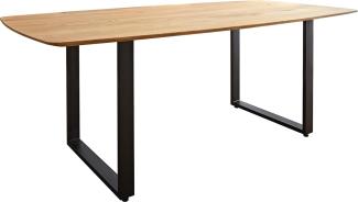 Esstisch Edge Boot 200x100x2,5-3 Eiche Natur Kufe Schwarz Schweizer Kante