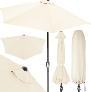 Kingsleeve Sonnenschirm, halbrund, wasserabweisend, UV-Schutz 50+, Stahl creme, 270 cm