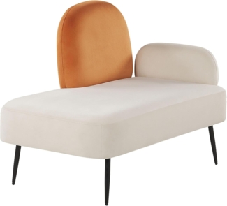 Chaiselongue Samtstoff weiß orange rechtsseitig ARCEY