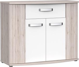 FORTE Rondino Kommode, Holzwerkstoff, Beige/Braun/Weiß, 99,7 x 81,5 x 43 cm