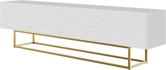 Selsey Wavio - TV-Lowboard Weiß mit goldenem Metallgestell, 175 cm