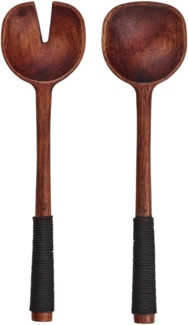 ASA Wood Nylongriff Schwarz Salatbesteck 24 cm
