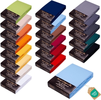 Avantgarde Premium Spannbettlaken 90x200-100x220 - hoher 40cm Steg auch f. Boxspringbett & Wasserbett - Spannbetttuch ca. 170g/m² - Bettlaken - 100% Jersey Baumwolle ÖKO-TEX (13 Hellblau)