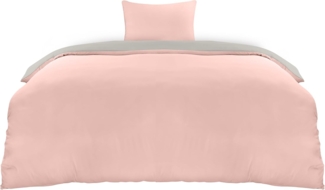 Utopia Bedding Bettwäsche 135x200 Set - Mikrofaser Bettbezug 135x200 cm + 1 Kissenbezug 80x80 cm - Grau/Rosa