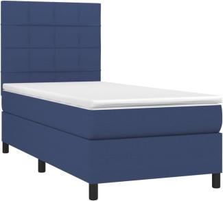 vidaXL Boxspringbett mit Matratze & LED Blau 100x200 cm Stoff 3134859