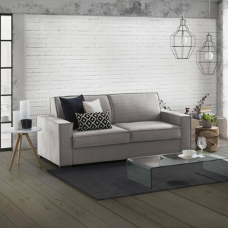 Talamo Italia Schlafsofa Beatrice 2-Sitzer, Wohnzimmersofa, Made in Italy, Drehbare Öffnung mit Matratze und Netz inklusive, aus gepolstertem Stoff, mit schmalen Armlehnen, Cm: 160x95h90, Farbe Grau