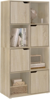 WOLTU Bücherregal mit 8 Fächern, Würfelregal Standregal Regal mit 4 Türen, Büroregal Aufbewahrungsregal Aktenregal Raumteiler, für Wohnzimmer Schlafzimmer Büro, 60 x 120 x 30 cm, helle Eiche, SK039hei