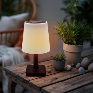 Spetebo LED Solarleuchte Tischleuchte für Außen und Innen - 23x12 cm, Solar, LED fest integriert, warmweiß, Deko Garten Tischlampe