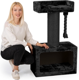 Happypet Kratzbaum MICK, Premium 103 cm für große Katzen, dicker Stamm 18 cm, 8 mm Sisalseil