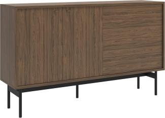 Selsey Olar - Sideboard 2-türig mit vier Schubladen, Holzoptik Carini Nussbaum, 154 cm