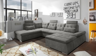 Couch NALO Sofa Schlafcouch Wohnlandschaft Bettsofa braun-schwarz U-Form links