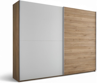 MESIO Kleiderschrank in Mauvella Eiche Optik, Weiß - Vielseitiger Schwebetürenschrank 2-türig mit viel Stauraum - 270 x 210 x 60 cm (B/H/T)