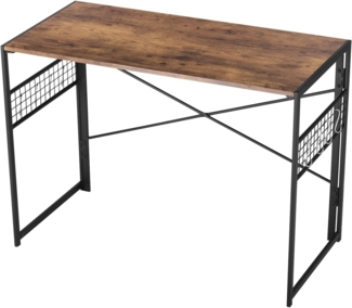 FurnitureR Faltbarer Schreibtisch 100 x 50 x 75 cm – Computertisch mit Metallrahmen & MDF-Holzplatte – Klappbarer Arbeitstisch für Home Office, Gaming & Studium – Industrial Design (Vintage)
