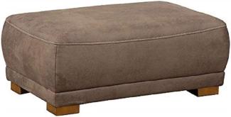 Cavadore Sofa-Hocker "Modeo" / Sitzhocker für Sofa mit moderner Kontrastnaht / Hochwertiger Mikrofaser-Bezug in Wildlederoptik / Holzfüße / Maße: 100x40x66 cm (BxHxT) / Farbe: Nuss (hellbraun)