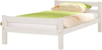 Relita Bett Helga 90x200 cm Einzelbett Buche massiv Weiß inkl. Rollrost