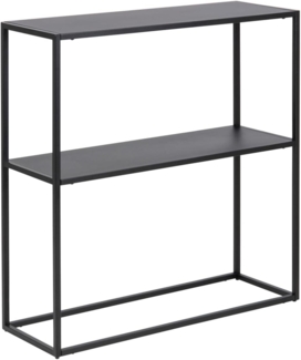 Regal NEWTON Metall schwarz matt, mit 2 Böden, ca. 79,5 x 80,5 x 26 cm