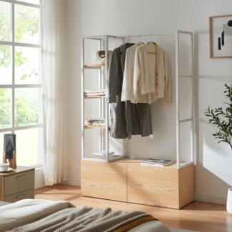 Garderobenständer Egmating 180 x 120 x 40 cm Eicheoptik/Weiß [en. casa]