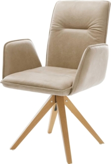 Esszimmerstuhl Vinja-Flex Mikrofaser Beige Vintage Holzgestell kantig Natur