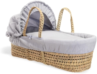 Clair de Lune Babykorb mit Waffelpalme, 75x28 cm, Grau