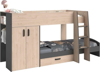 Parisot 'Stim2' Etagenbett inkl. Bettschubkasten und Kleiderschrank, grau