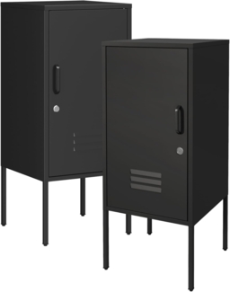 Nachtschrank Hausjärvi 2er Set Türgriff rechts und links Schwarz [en. casa]