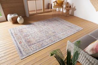 Nouristan Luxor In- & Outdoor Teppich Orient – Orientalischer Flachgewebe Vintage Used Look Waschbar Wetterfest & UV-beständig für Balkon, Terrasse, Garten, Wohnzimmer – Creme Multicolor, 115x170cm