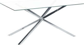 Esstisch CORA 160 cm 90 cm Sicherheitsglas Silber