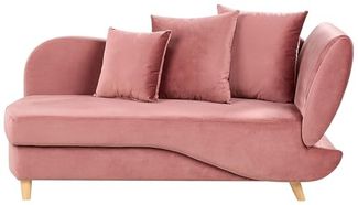 Chaiselongue Samtstoff rosa mit Bettkasten rechtsseitig MERI II