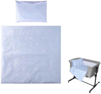 Lorelli Babybettwäsche-Set Eva 5-tlg Decke 75 x 75 cm, Kissen 29 x 42 cm, Bezüge hellblau
