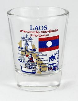 Laos Landmarks and Icons Collage Shot Glass by World By Shotglass