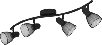 Deckenlampe, Metall, schwarz, Spots verstellbar, L 64 cm