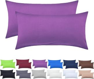 NatureMark 2er Pack Jersey Kissenbezug Kissenhülle Kissenbezüge Seitenschläferkissen Nackenkissen viele Größen und Farben ÖKO-TEX (40 x 80 cm, Lila)