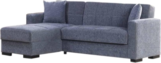 Dmora - Schlafsofa mit Halbinsel Fernando, Wende-Ecksofa, Wohnzimmersofa mit Chaiselongue und 2 Kissen, 230 x 150 x 81 cm, Grau