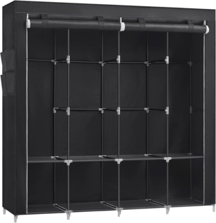 SONGMICS Stoffschrank, Kleiderschrank, 45 x 170 x 167 cm, 4 Hängefächer, mit Ablagen, 4 Seitentaschen, viel Platz, für Schlafzimmer, Wohnzimmer, schwarz RYG094B02