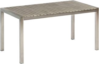 Merxx Gartentisch San Severo Tisch Edelstahl, Akazie silber, grau 150 cm x 80 cm x 75 cm