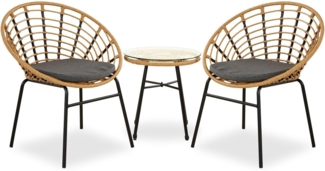 Gartenmöbel Set Balkonmöbel Poly Rattan Natur Garten Lounge Möbel Set 2 Outdoor Sessel Gartentisch Rund Terrassenmöbel Rattanmöbel