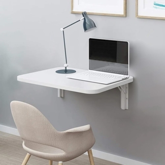 Shally Dogan Klappbarer Wandtisch, 60x40 cm, aus Holz, zusammenklappbar, platzsparend, vielseitig, Schreibtisch, Esstisch, Wohnzimmer, Badezimmer, Küche (weiß)