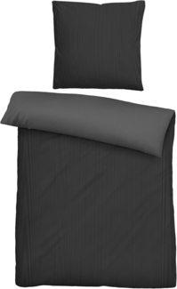 biberna Mako-Satin Bettwäsche FEINE STREIFEN, titanium, 1x 155x220 cm + 1x 80x80 cm