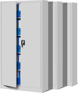 Jan Nowak 3er Set Aktenschrank C001 Metallschrank Stahlschrank Werkzeugschrank Büroschrank Lagerschrank Universalschrank Pulverbeschichtung Flügeltüren 185 x 90 x 40 cm (grau/grau)