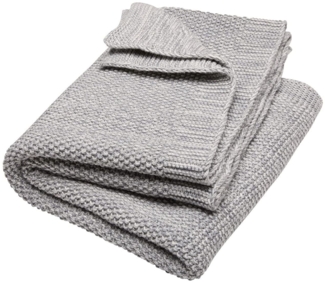 Bio Babydecke Strick Qualität 100% Bio-Baumwolle (kbA) GOTS zertifiziert, Hellgrau, 80x95 cm