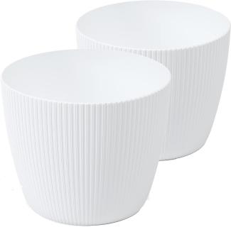 Tymar Blumentopf, 2er-Pack, Runde Form, Übertopf ((2pack) Weiß, ø 21 cm)