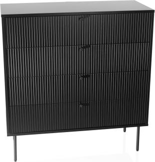 hjh LIVING Kommode mit 4 Schubladen KARBY K 90 x 40 x 95 cm, Schubladenschrank im Industrial-Stil, viel Stauraum, Schwarz