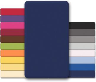 CelinaTex Jersey Topper Spannbettlaken Lucina Doppelpack 90x200-100x200cm dunkel blau 100% Baumwolle gekämmt bis 12cm Matratzenhöhe Oeko-TEX