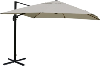 Gastronomie-Ampelschirm HWC-A96, 3,5x3,5m (Ø4,95m) Polyester Alu/Stahl 25kg ~ creme-grau ohne Ständer, drehbar