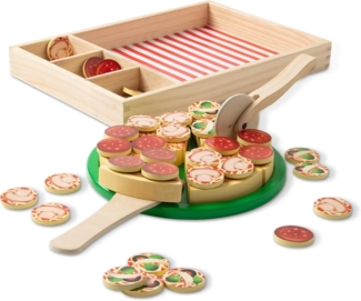 Melissa & Doug Pizza Aus Holz | Rollenspielzeug | Spiellebensmittel für Kinder | 3+ | Geschenk für Jungen oder Mädchen